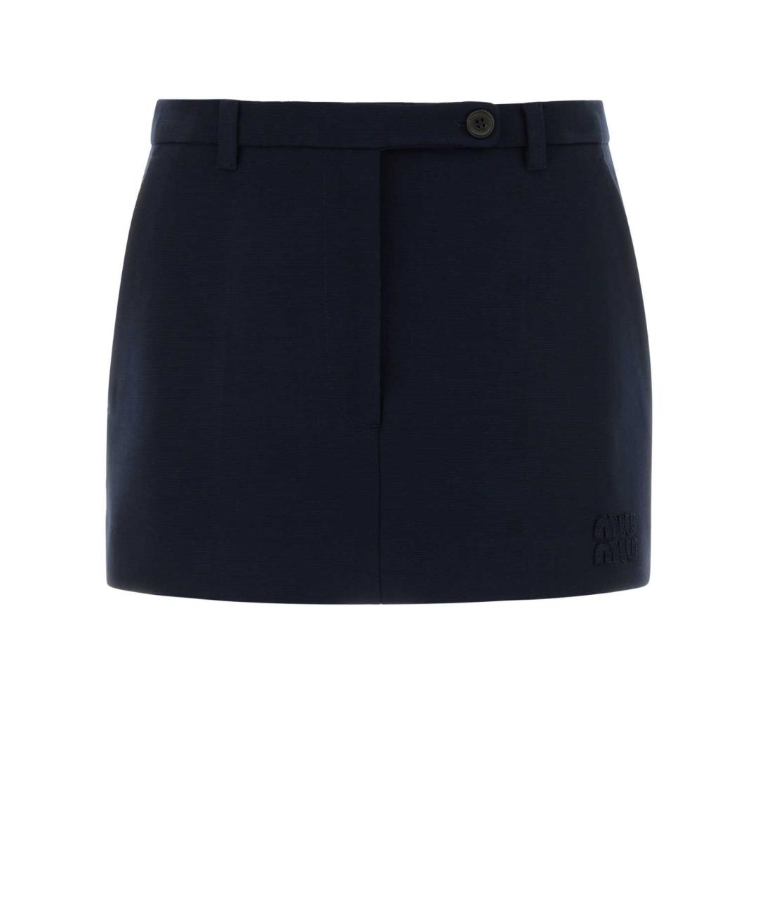 MIU MIU Темно-синяя полиамидовая юбка мини, фото 1