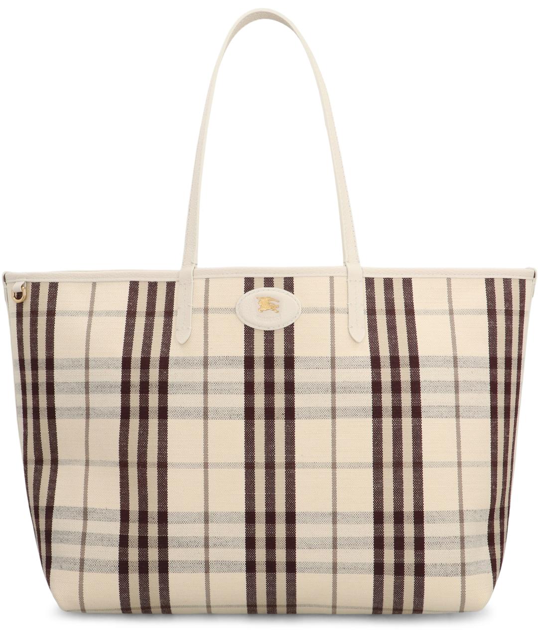 BURBERRY Бежевая тканевая сумка тоут, фото 4