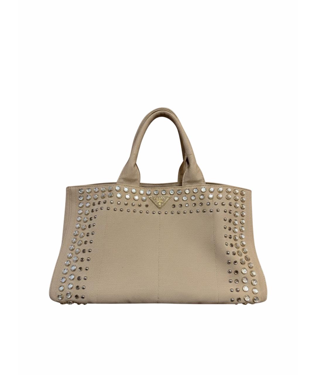 PRADA Бежевая хлопковая сумка тоут, фото 1