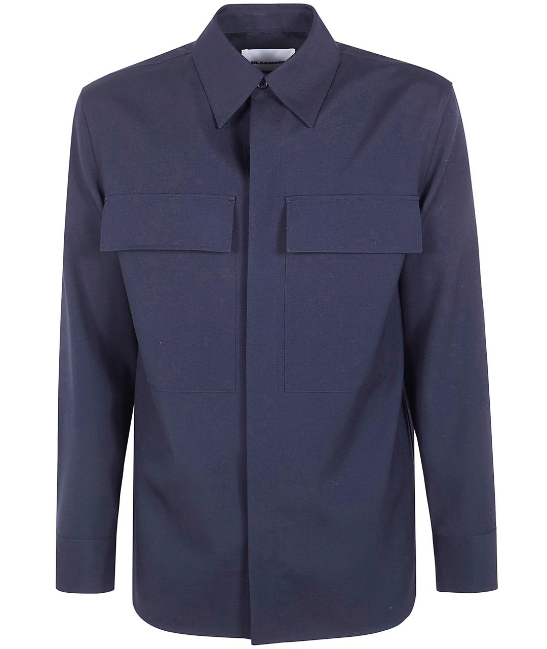 JIL SANDER Синяя шерстяная кэжуал рубашка, фото 1