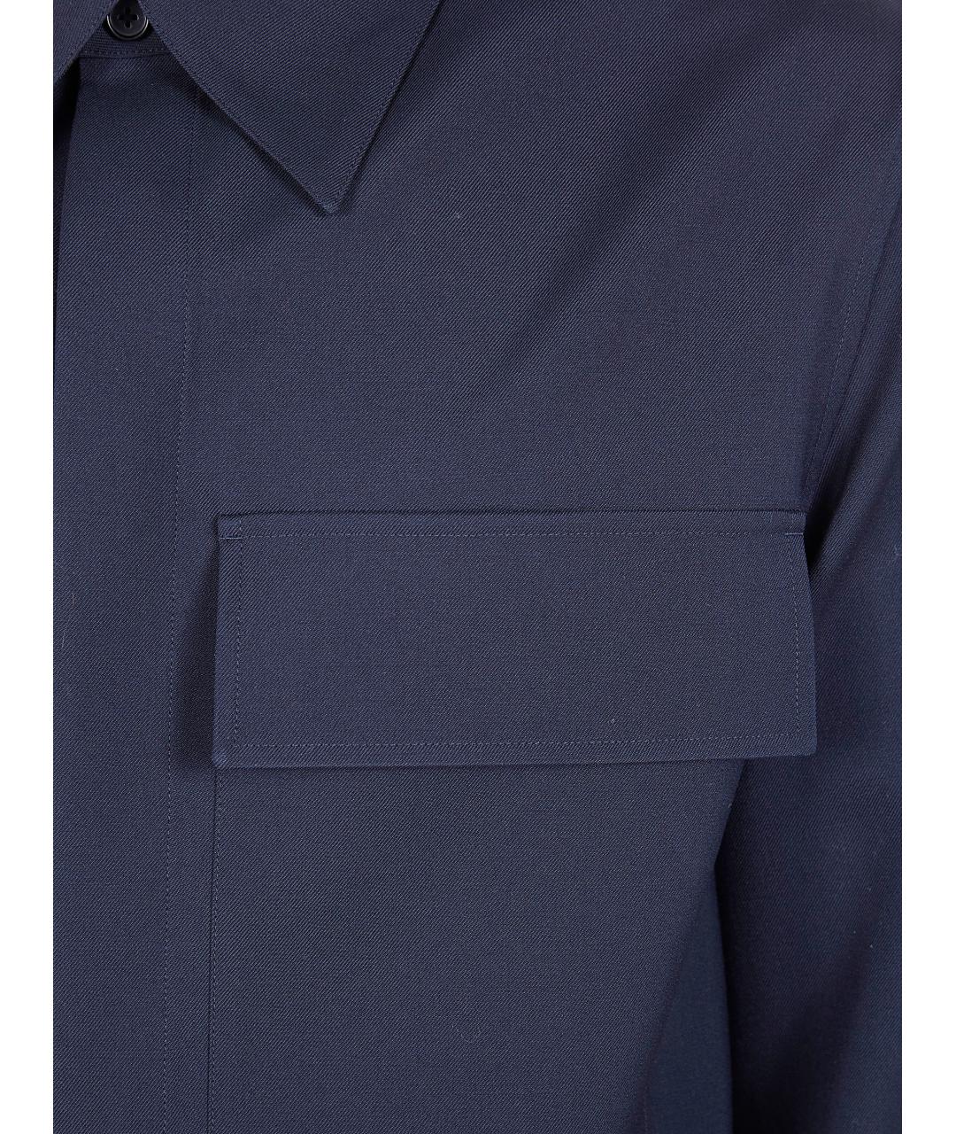 JIL SANDER Синяя шерстяная кэжуал рубашка, фото 3