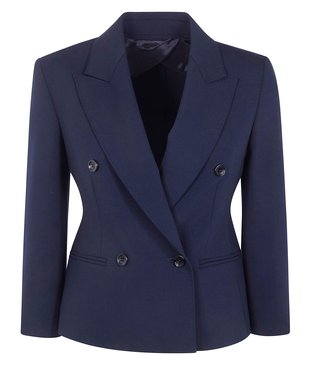 MAX MARA Синий шерстяной жакет/пиджак, фото 1