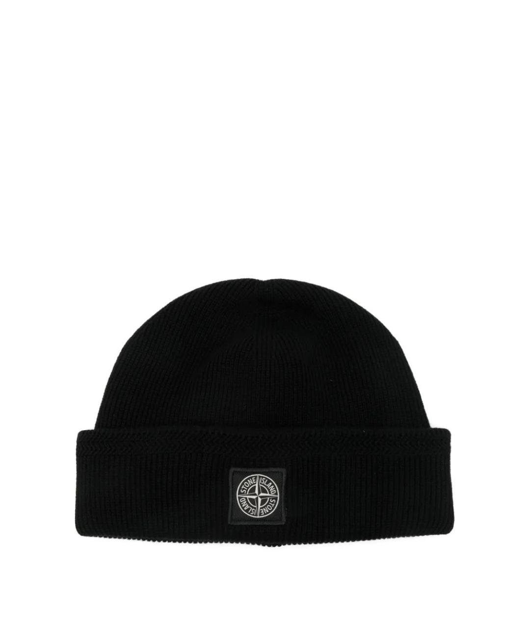 STONE ISLAND Черная хлопковая шапка, фото 1