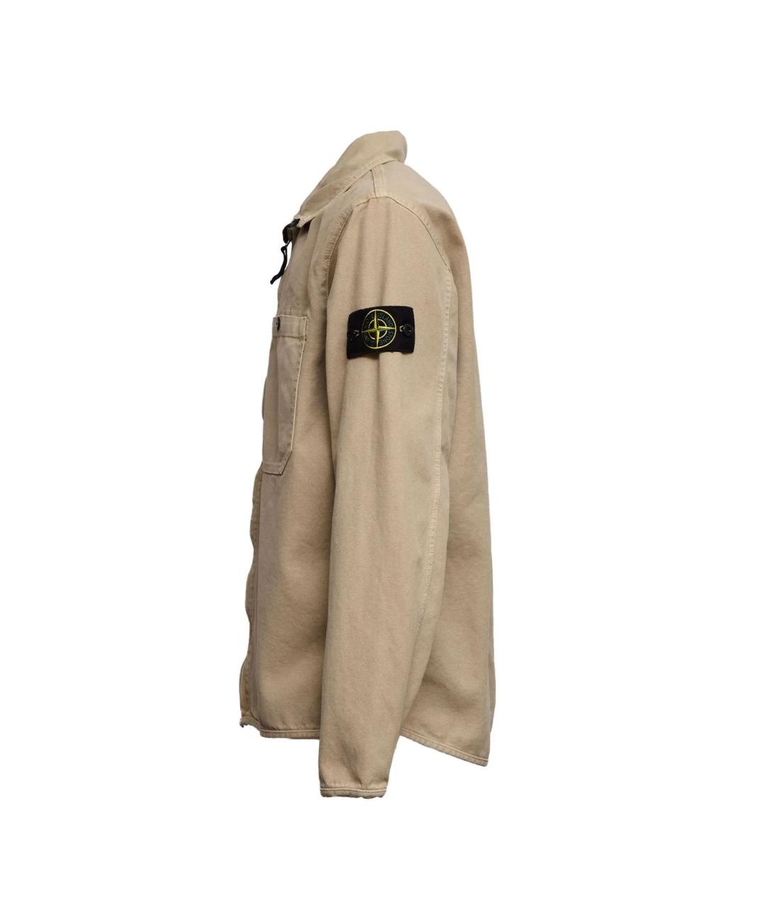 STONE ISLAND Бежевая хлопковая кэжуал рубашка, фото 3
