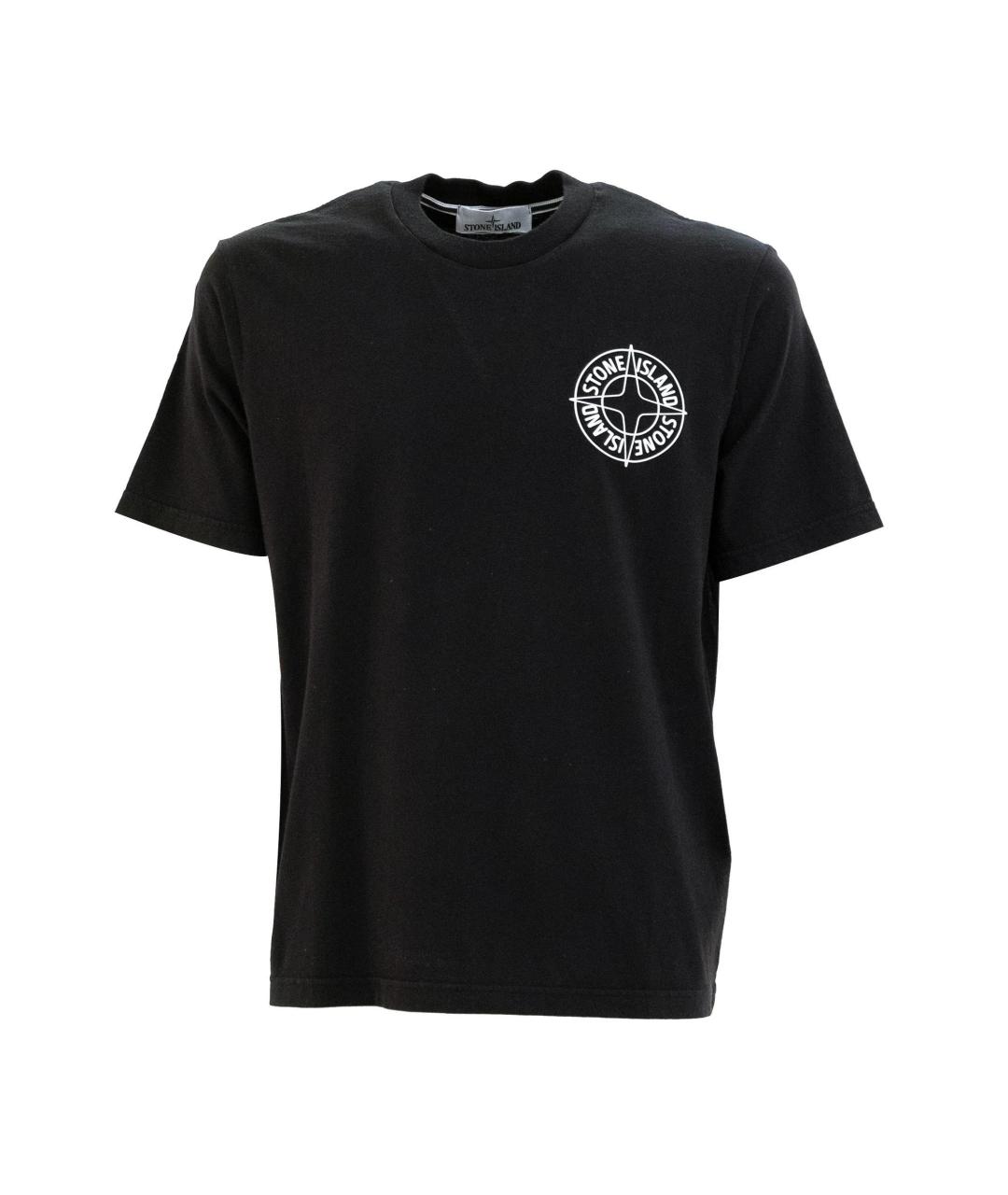 STONE ISLAND Черная хлопковая футболка, фото 1