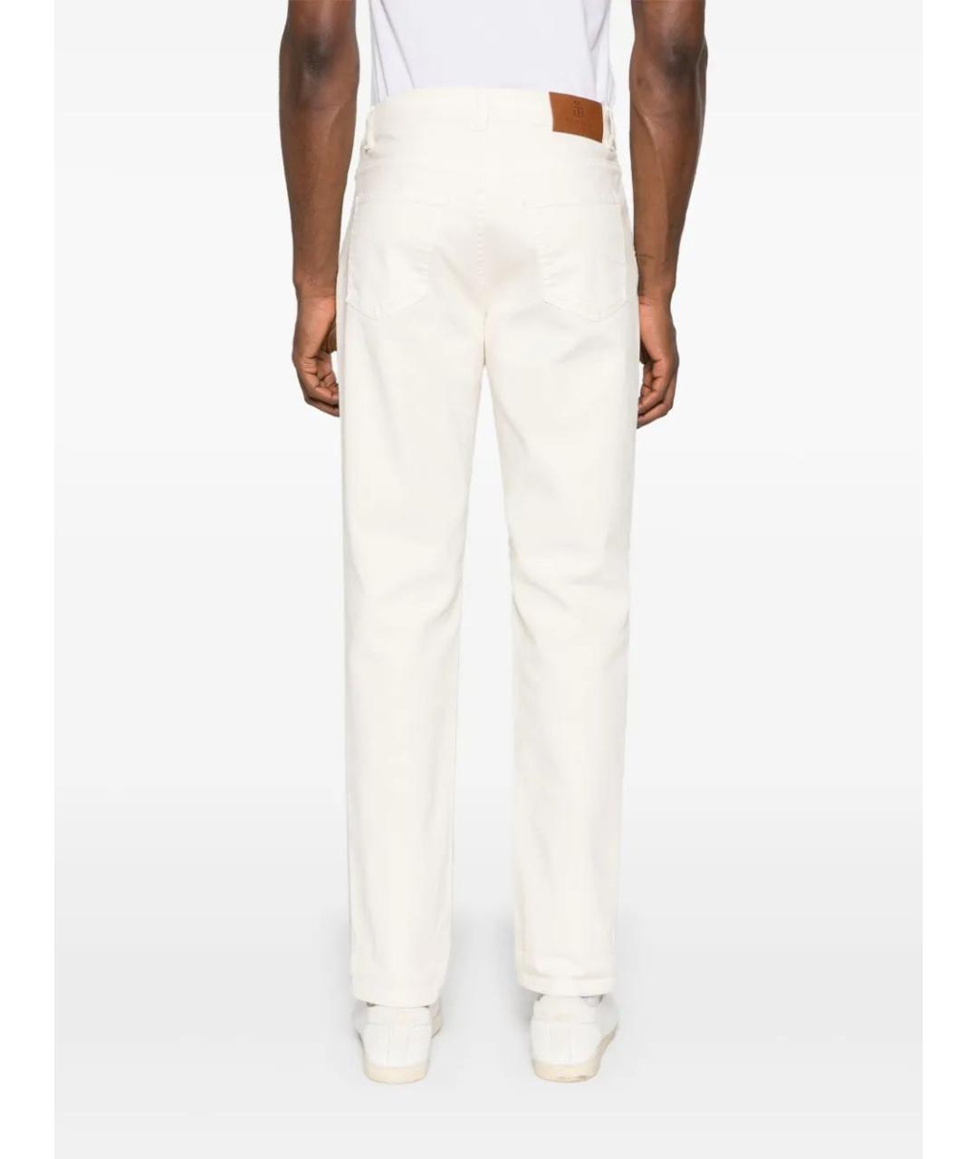 BRUNELLO CUCINELLI Белые хлопко-эластановые повседневные брюки, фото 4