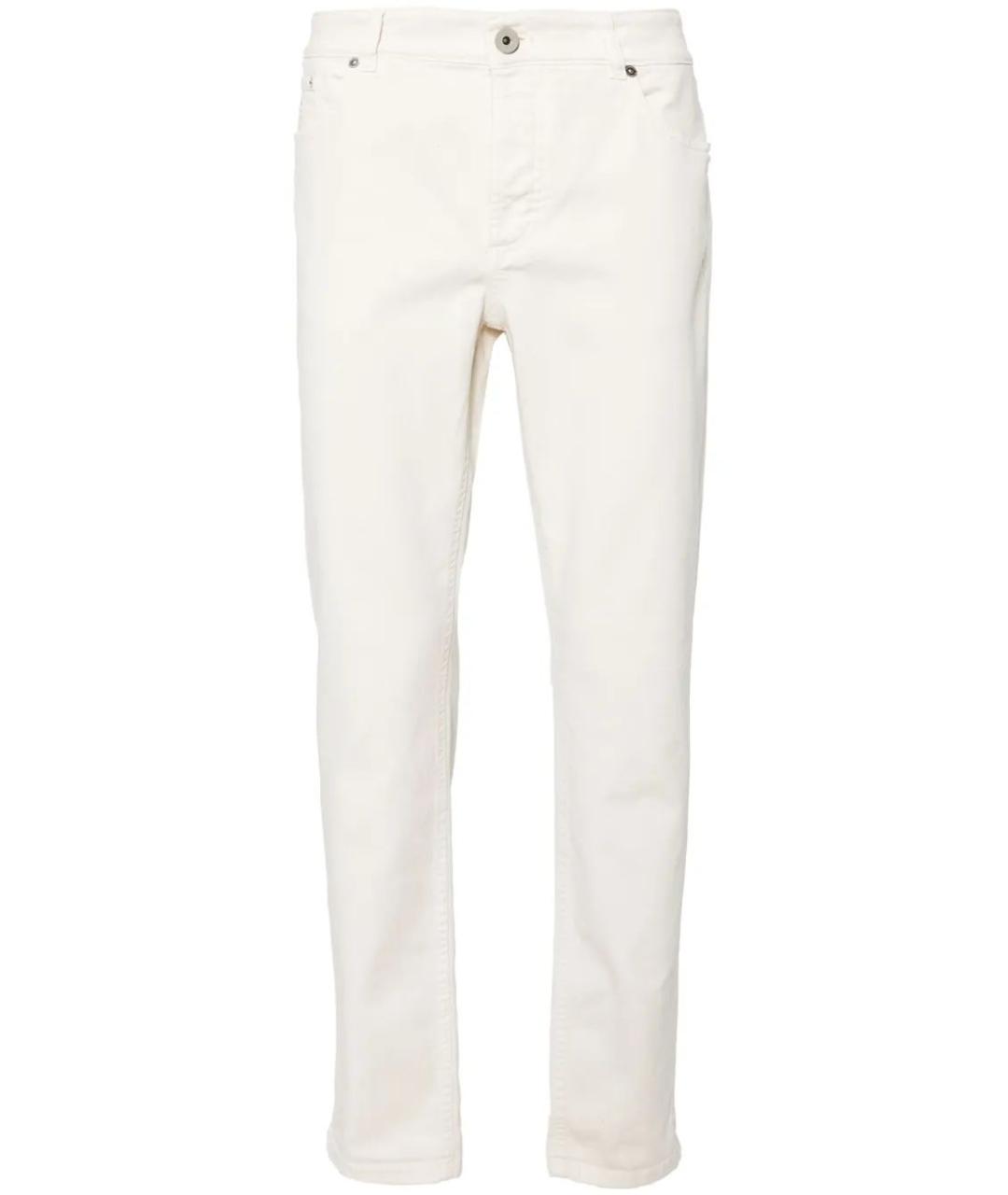 BRUNELLO CUCINELLI Белые хлопко-эластановые повседневные брюки, фото 1