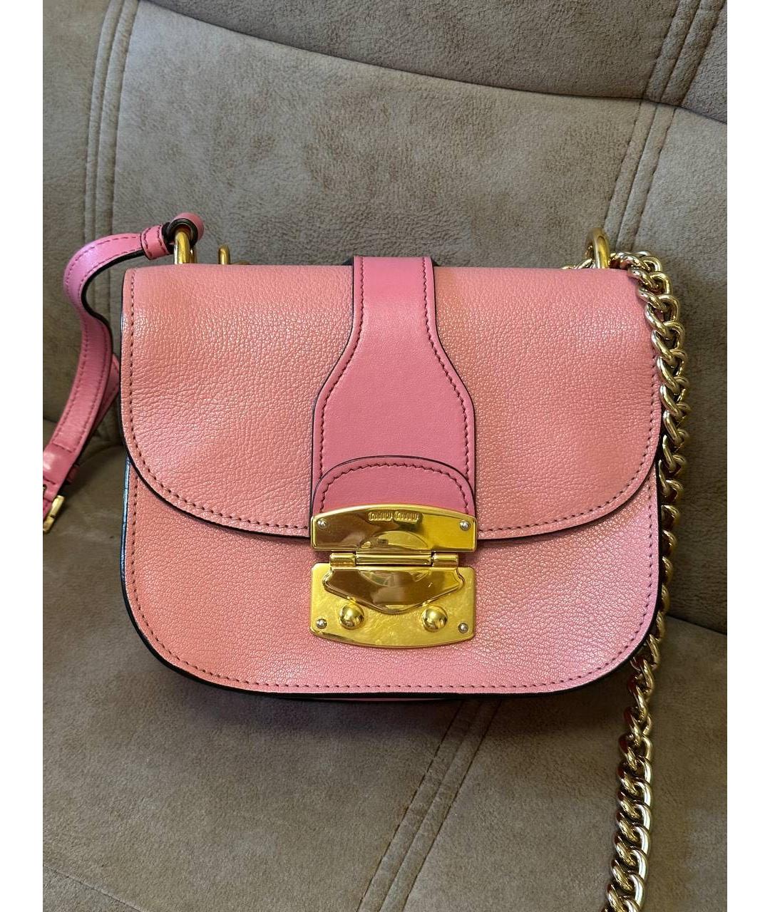 MIU MIU Розовая кожаная сумка через плечо, фото 9