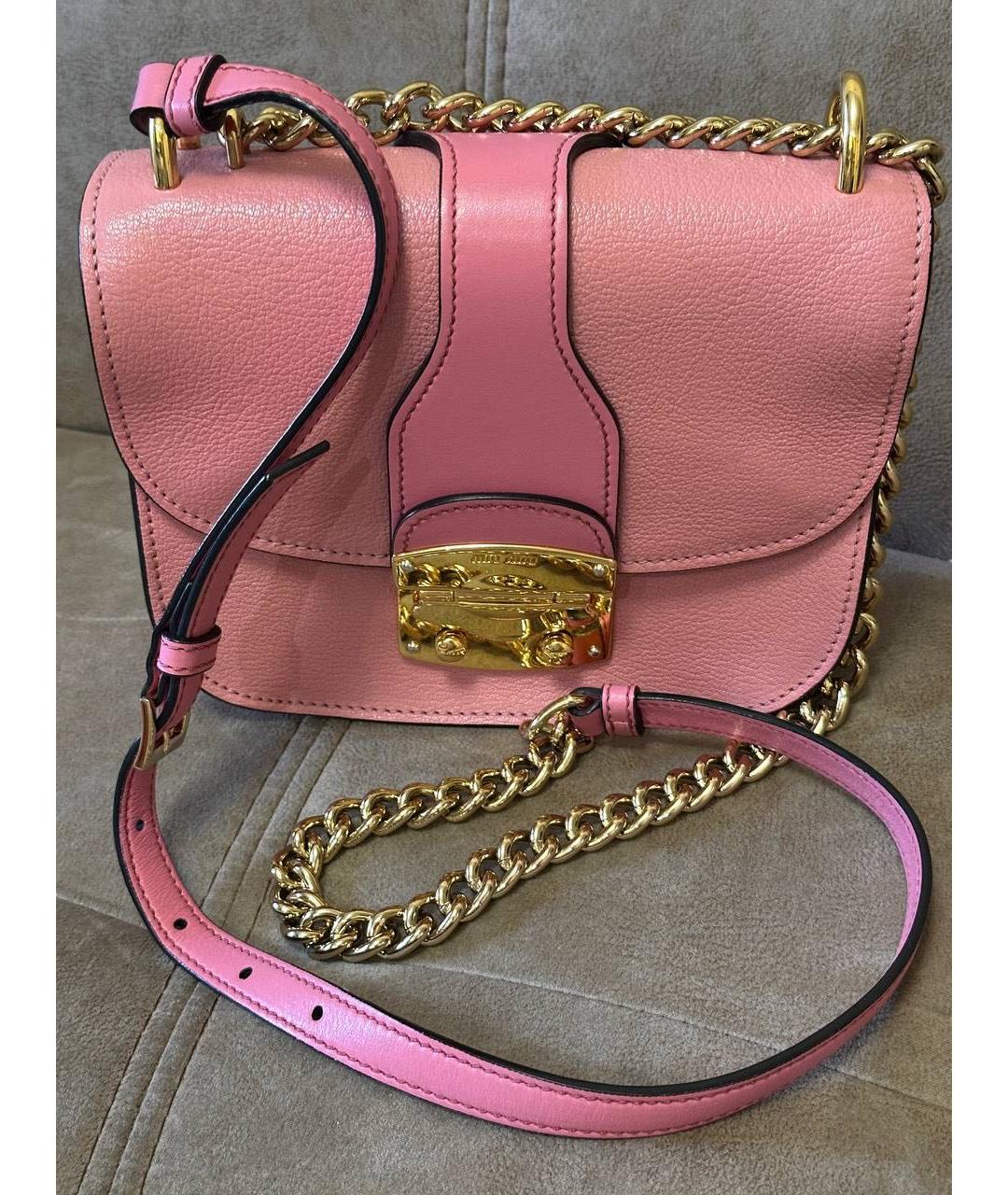 MIU MIU Розовая кожаная сумка через плечо, фото 5