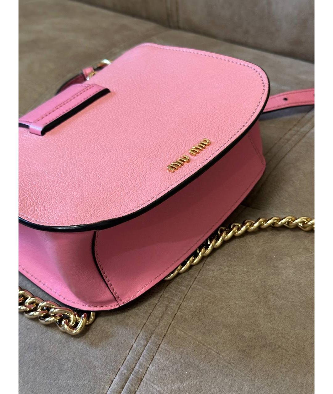 MIU MIU Розовая кожаная сумка через плечо, фото 7