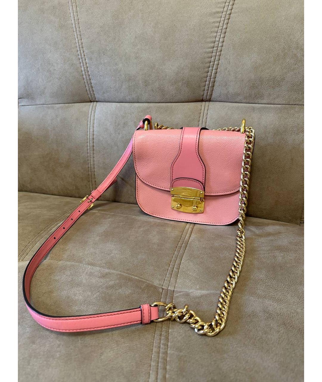 MIU MIU Розовая кожаная сумка через плечо, фото 2