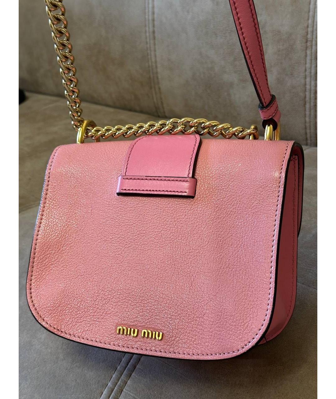 MIU MIU Розовая кожаная сумка через плечо, фото 4