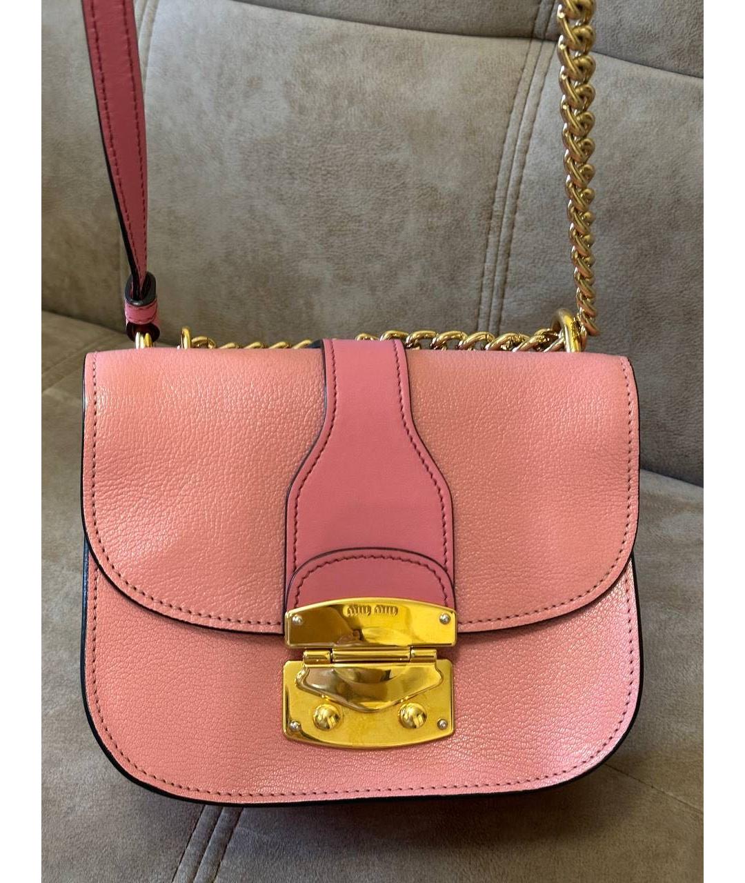 MIU MIU Розовая кожаная сумка через плечо, фото 3