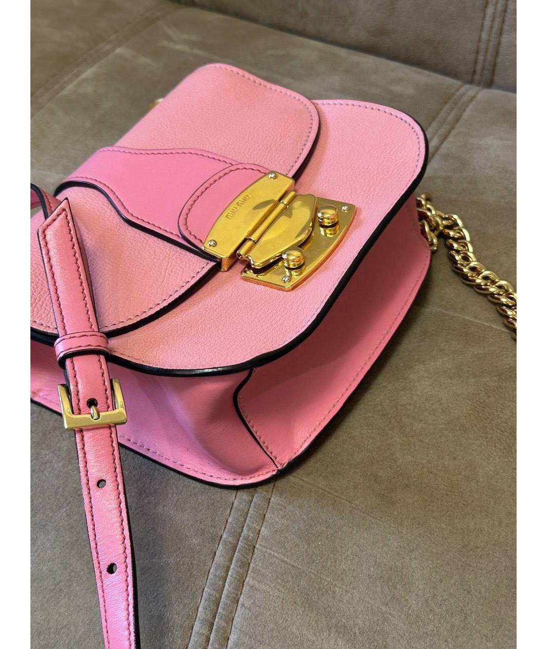 MIU MIU Розовая кожаная сумка через плечо, фото 6