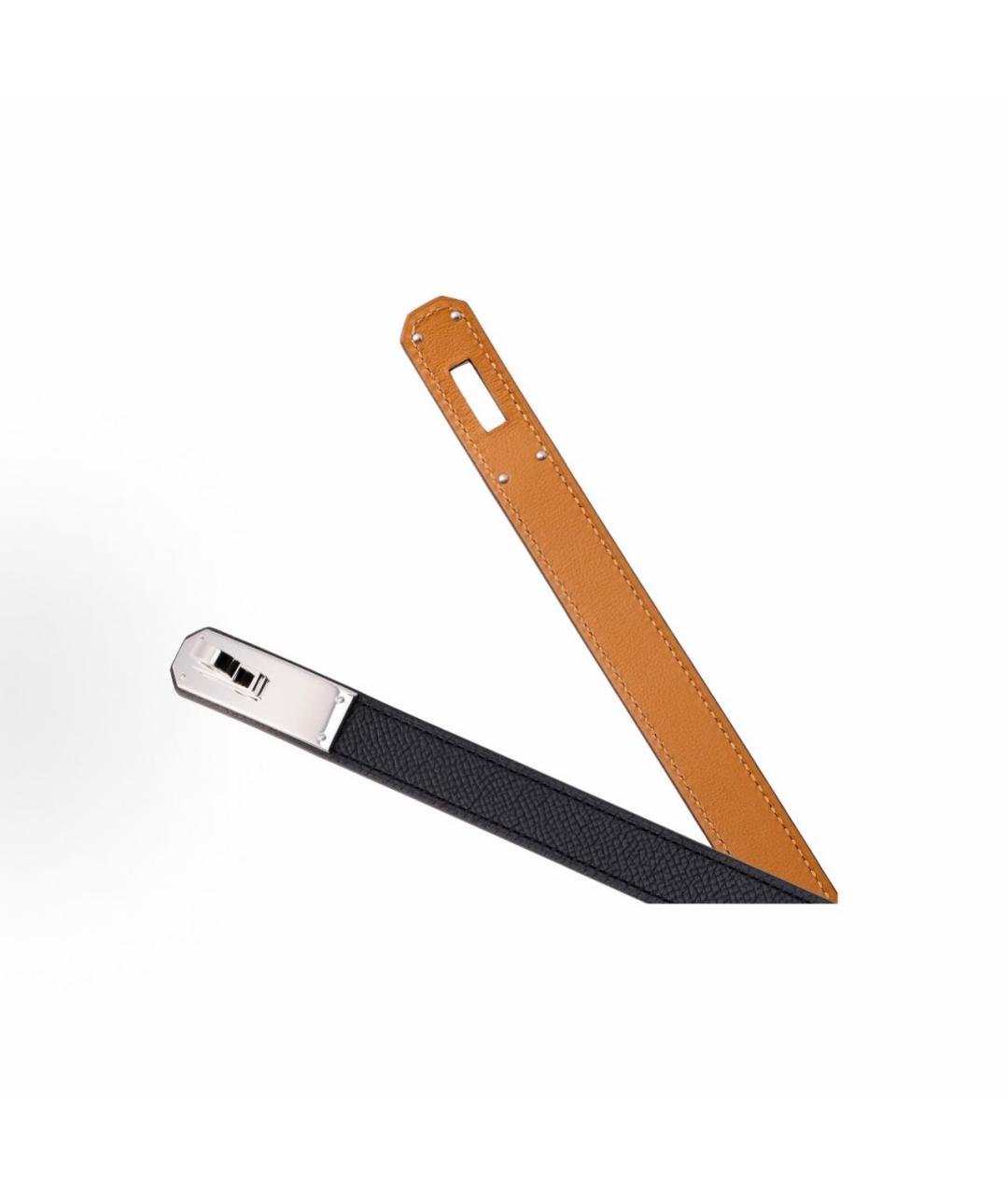 HERMES Черный кожаный ремень, фото 2