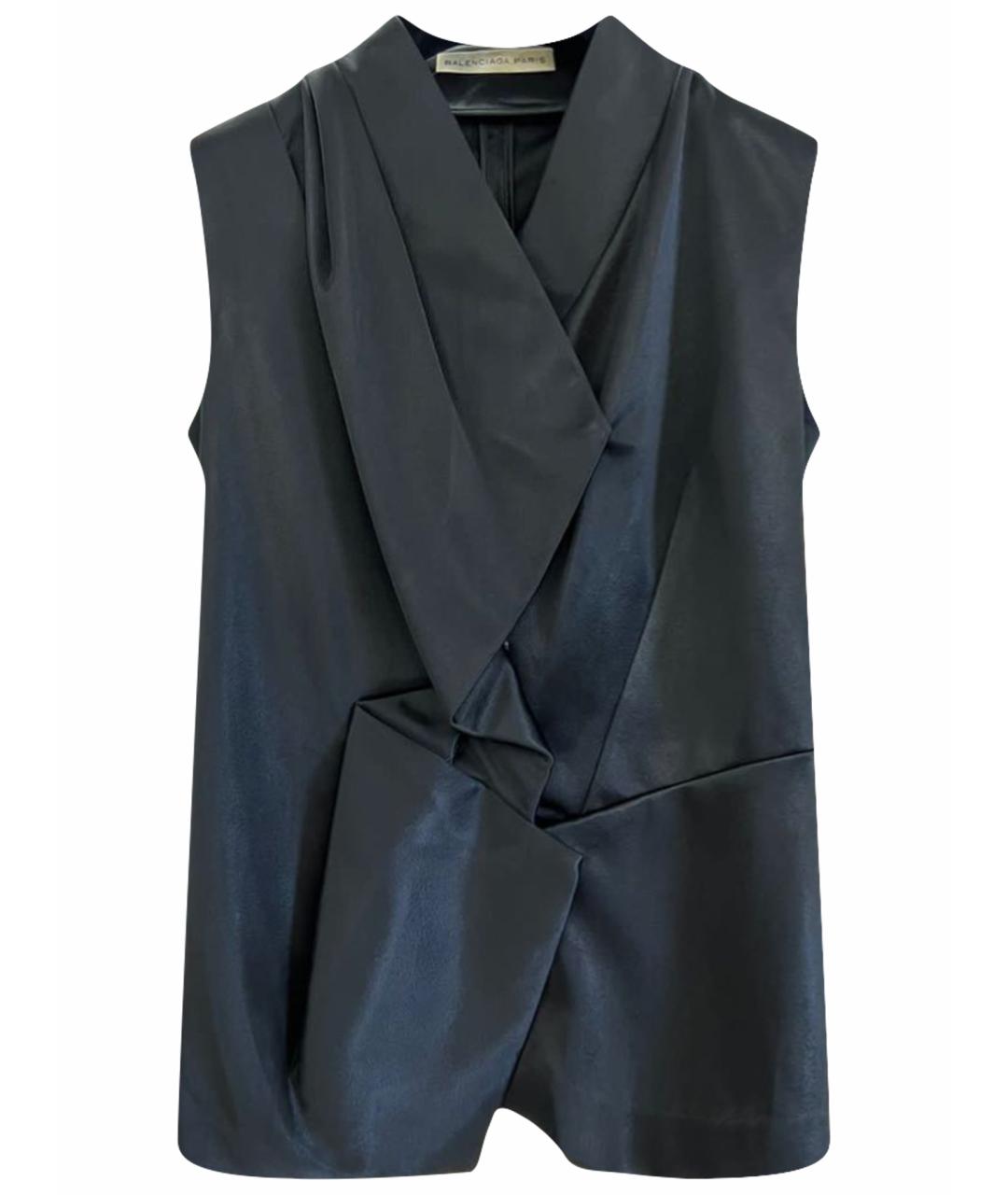 BALENCIAGA Черная атласная блузы, фото 1