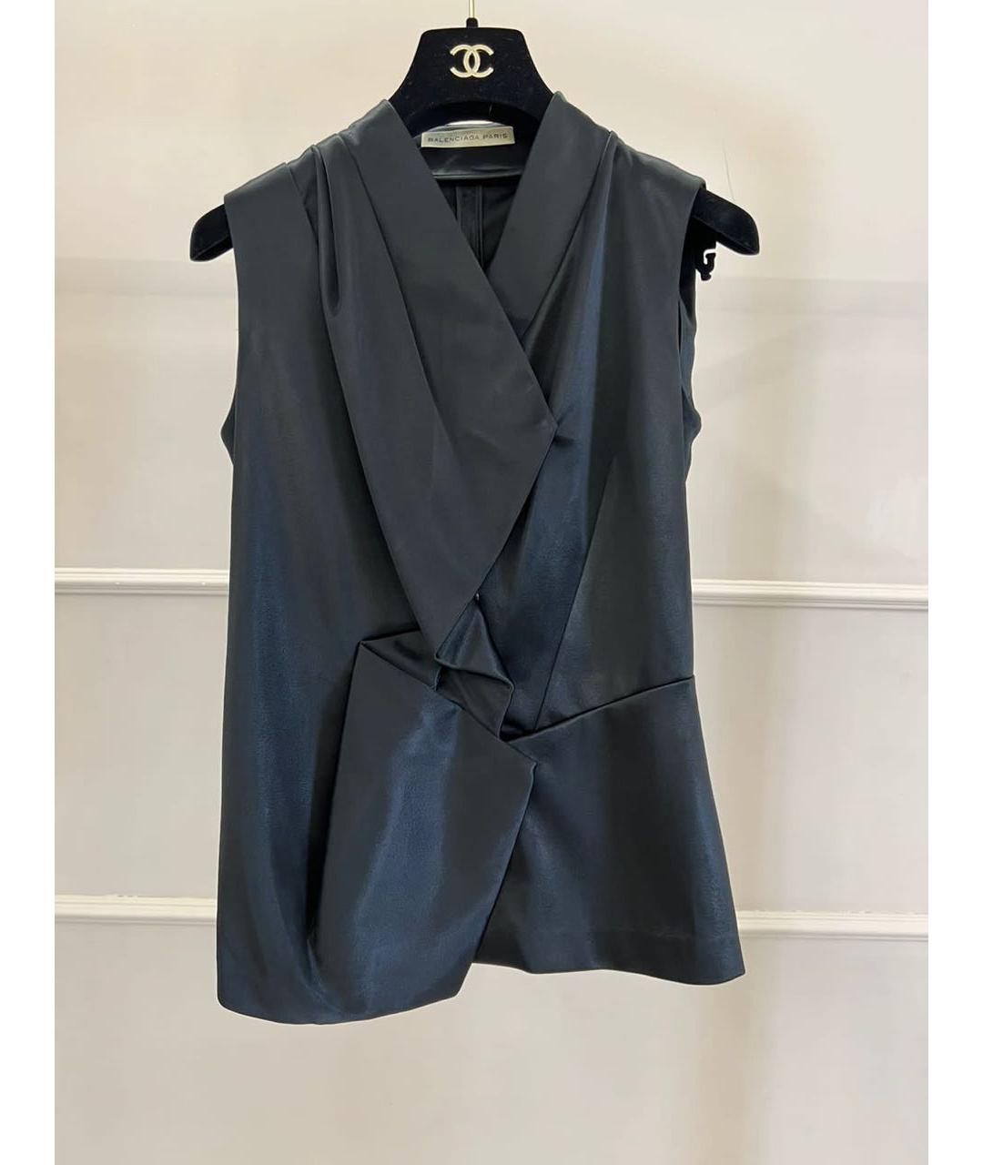 BALENCIAGA Черная атласная блузы, фото 8