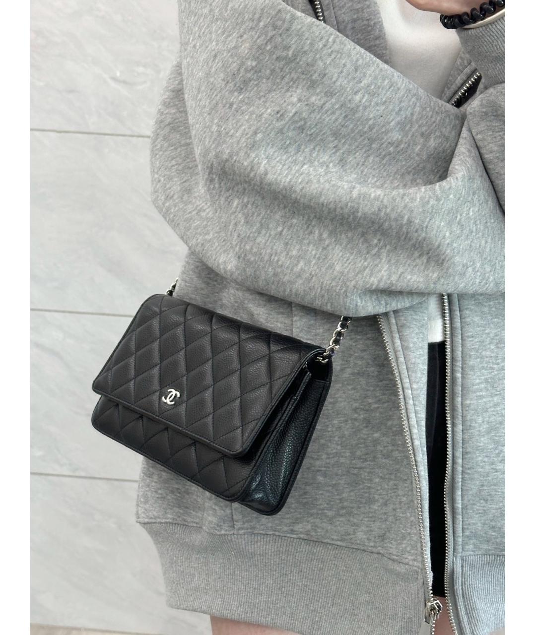 CHANEL Черная кожаная сумка через плечо, фото 6