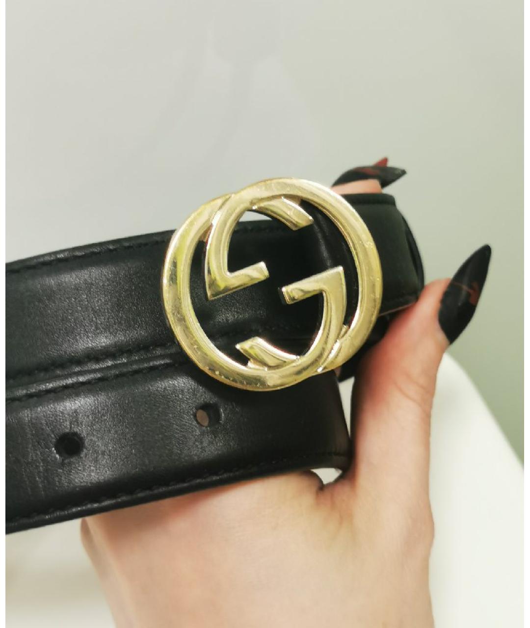 GUCCI Черный кожаный ремень, фото 3