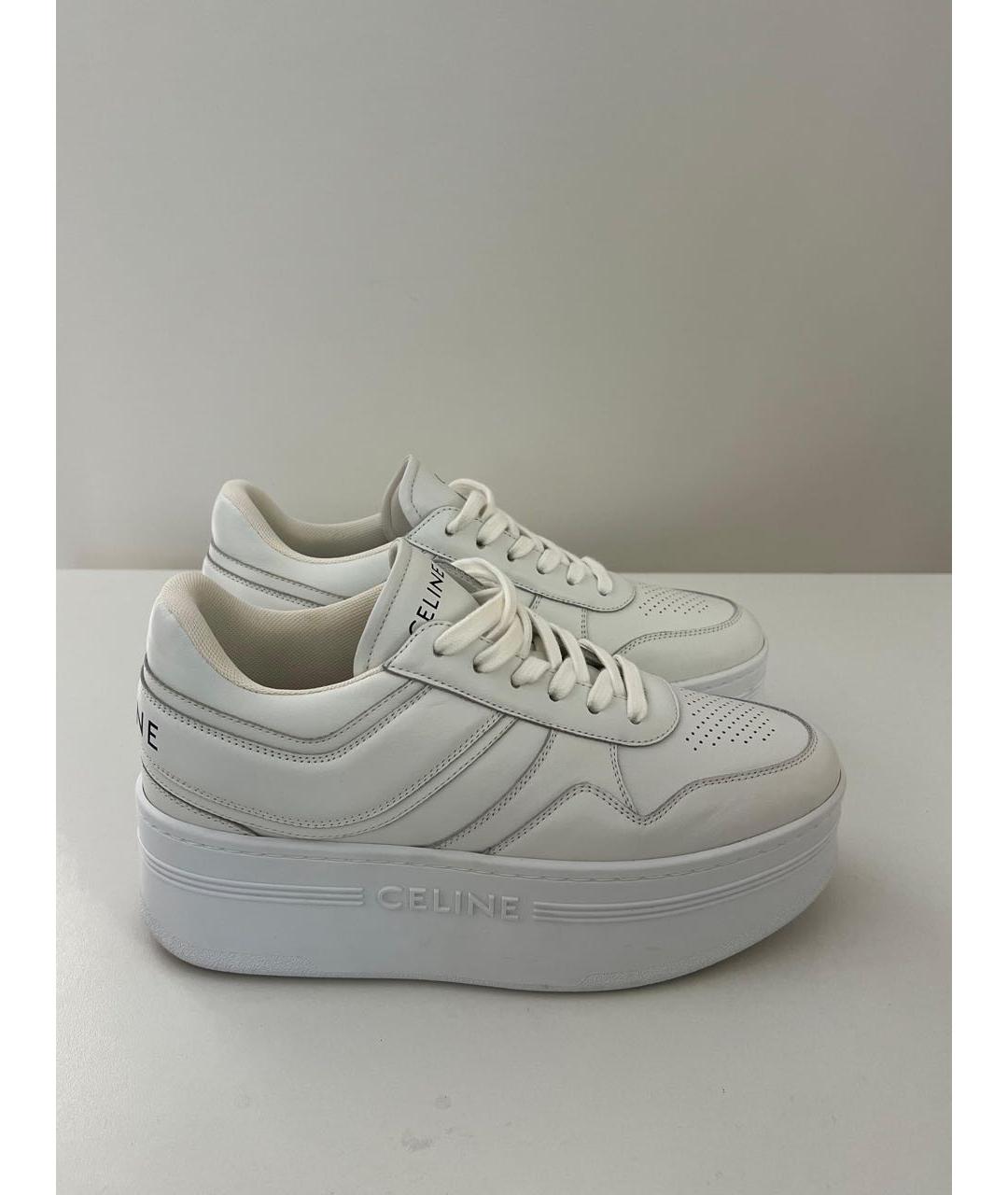 CELINE Белые кожаные кроссовки, фото 5