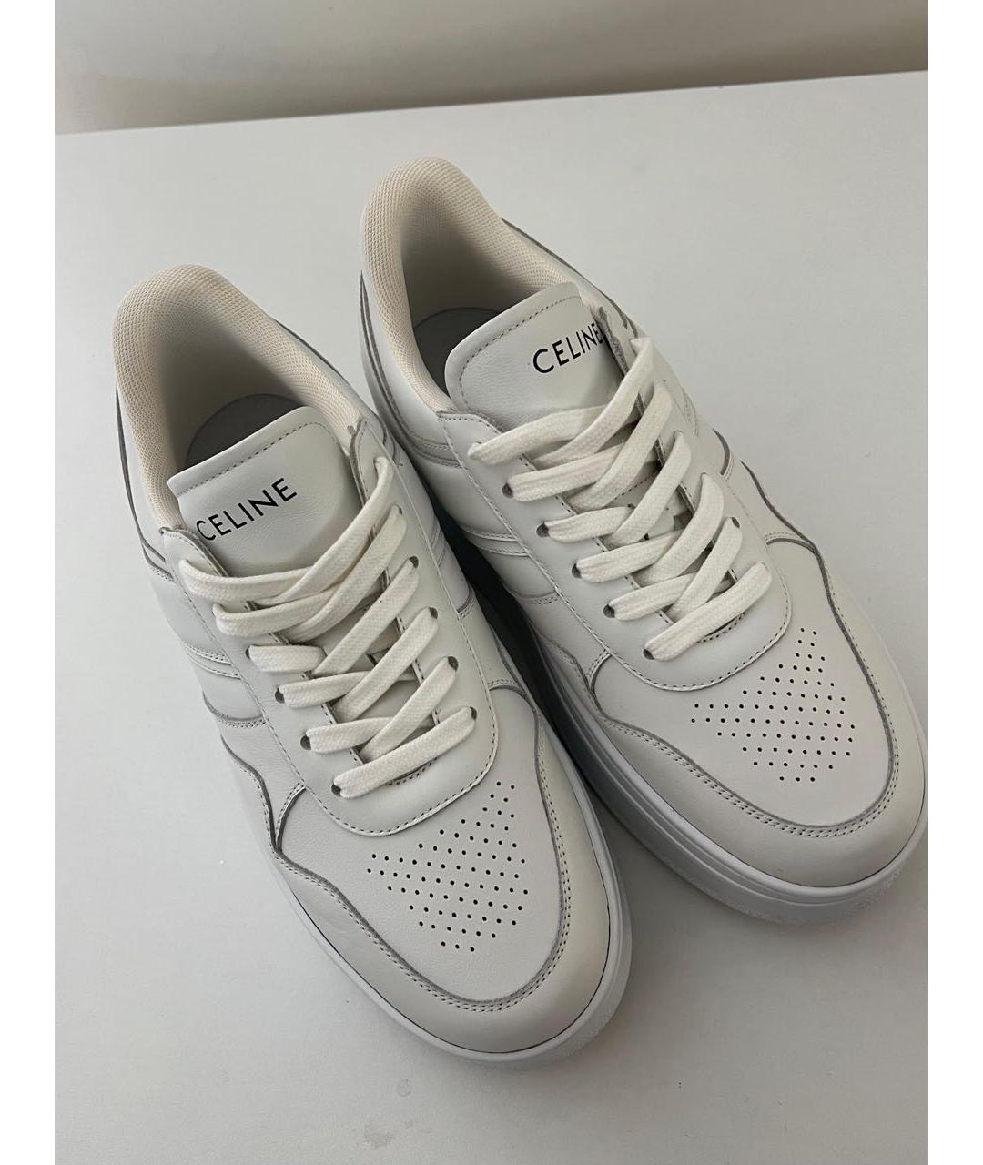 CELINE Белые кожаные кроссовки, фото 4