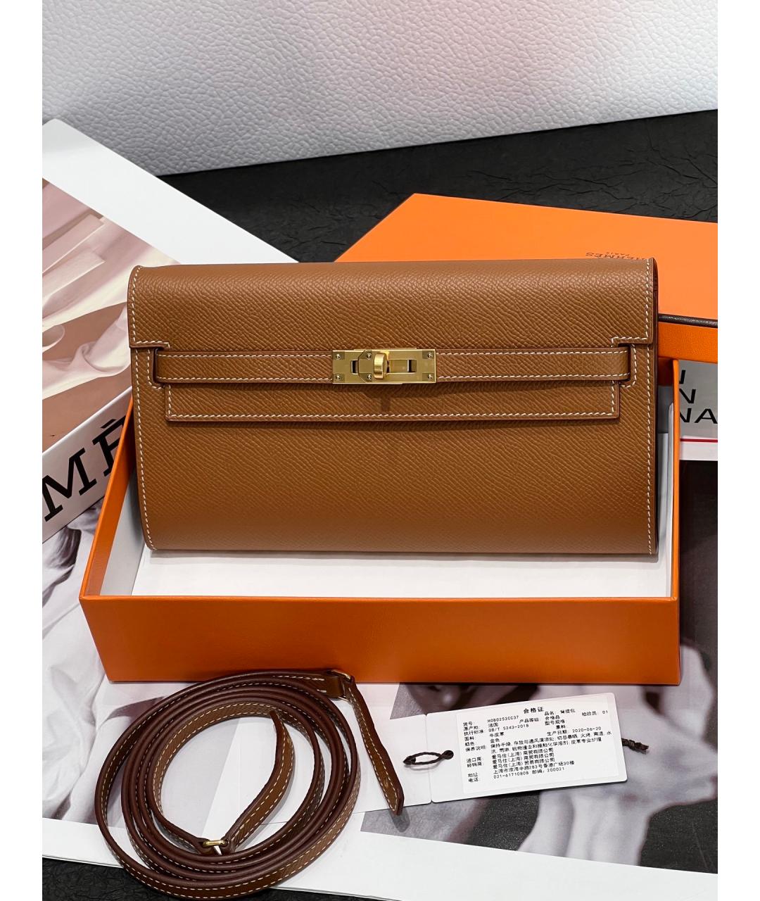 HERMES Коричневая кожаная сумка через плечо, фото 3