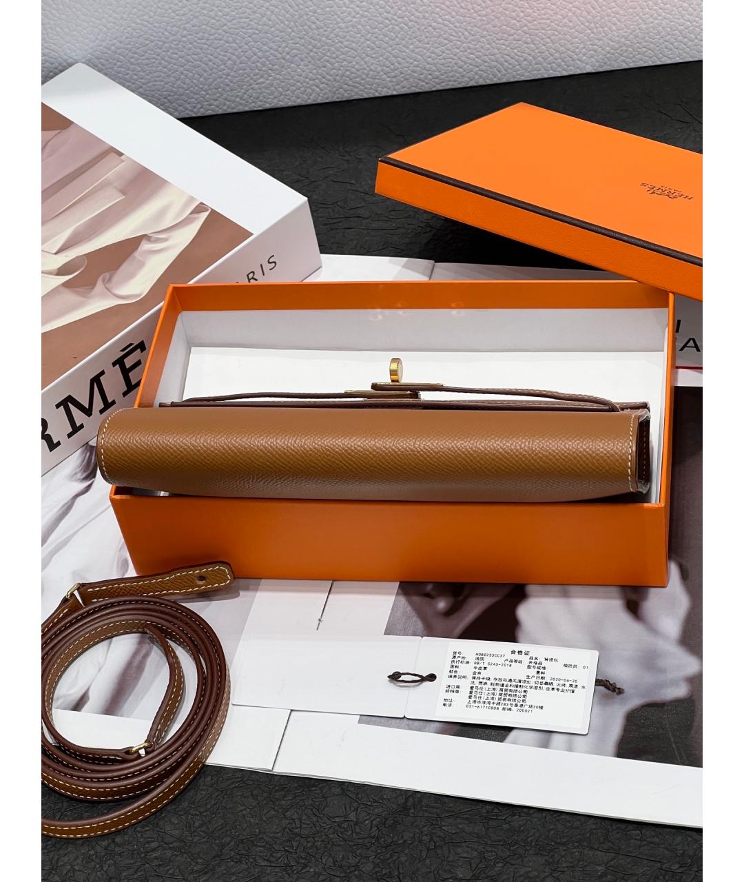 HERMES Коричневая кожаная сумка через плечо, фото 10