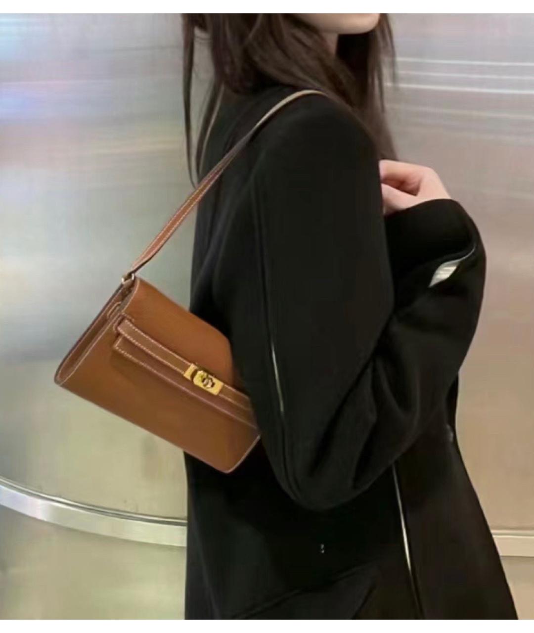 HERMES Коричневая кожаная сумка через плечо, фото 4