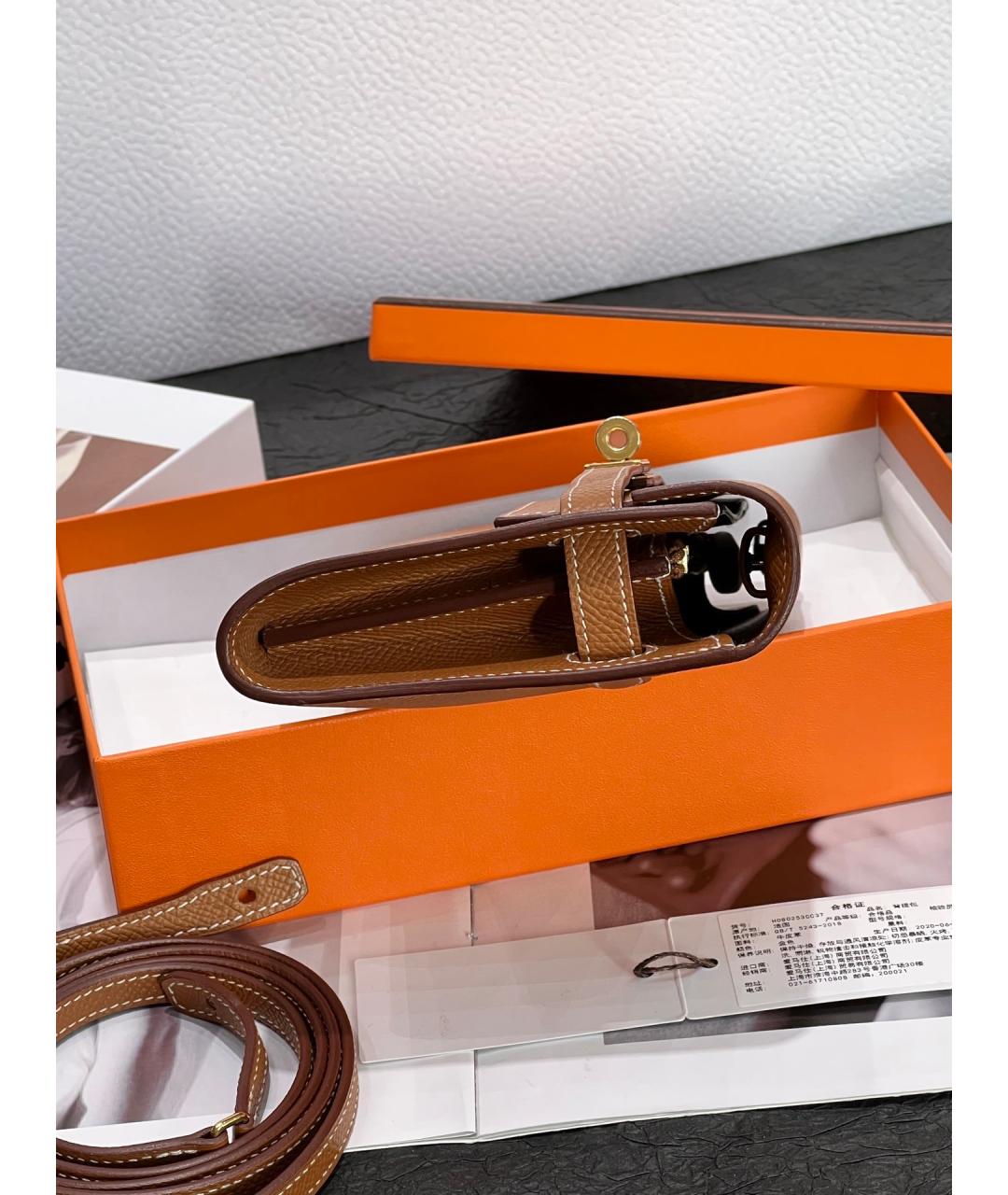 HERMES Коричневая кожаная сумка через плечо, фото 9