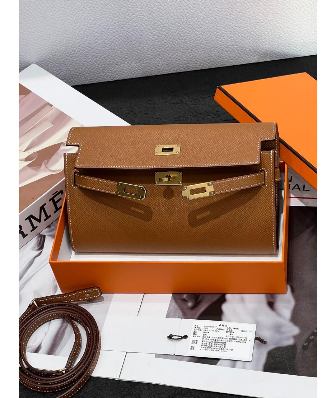 HERMES Коричневая кожаная сумка через плечо, фото 5