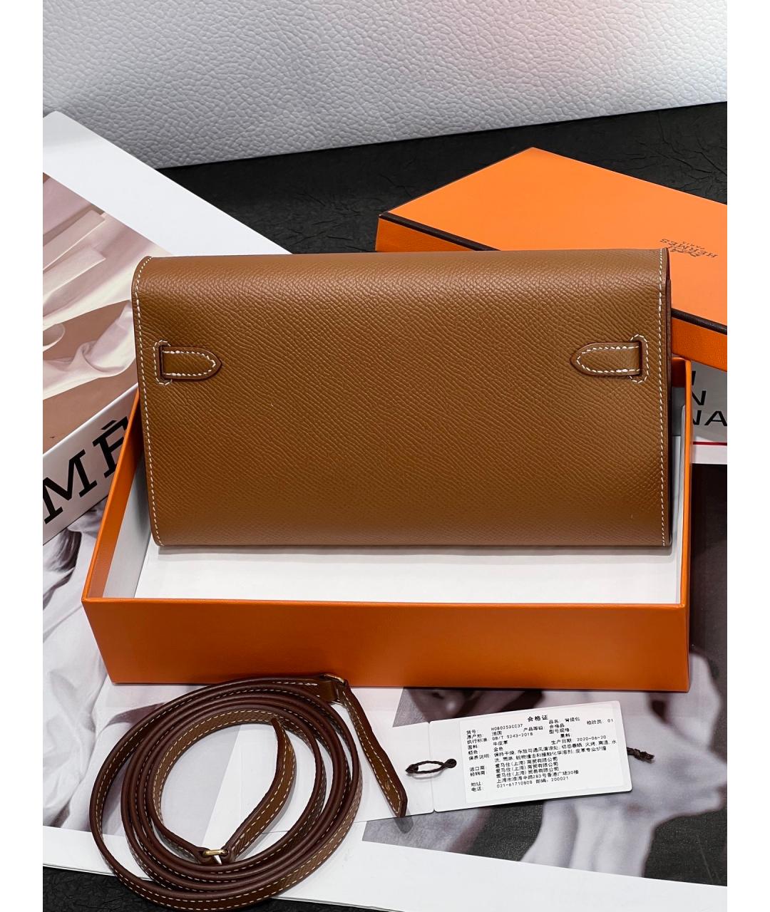 HERMES Коричневая кожаная сумка через плечо, фото 6