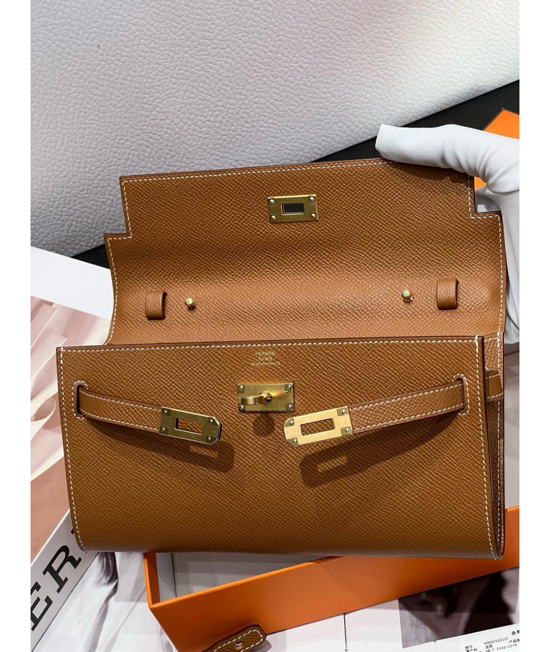 HERMES Коричневая кожаная сумка через плечо, фото 8