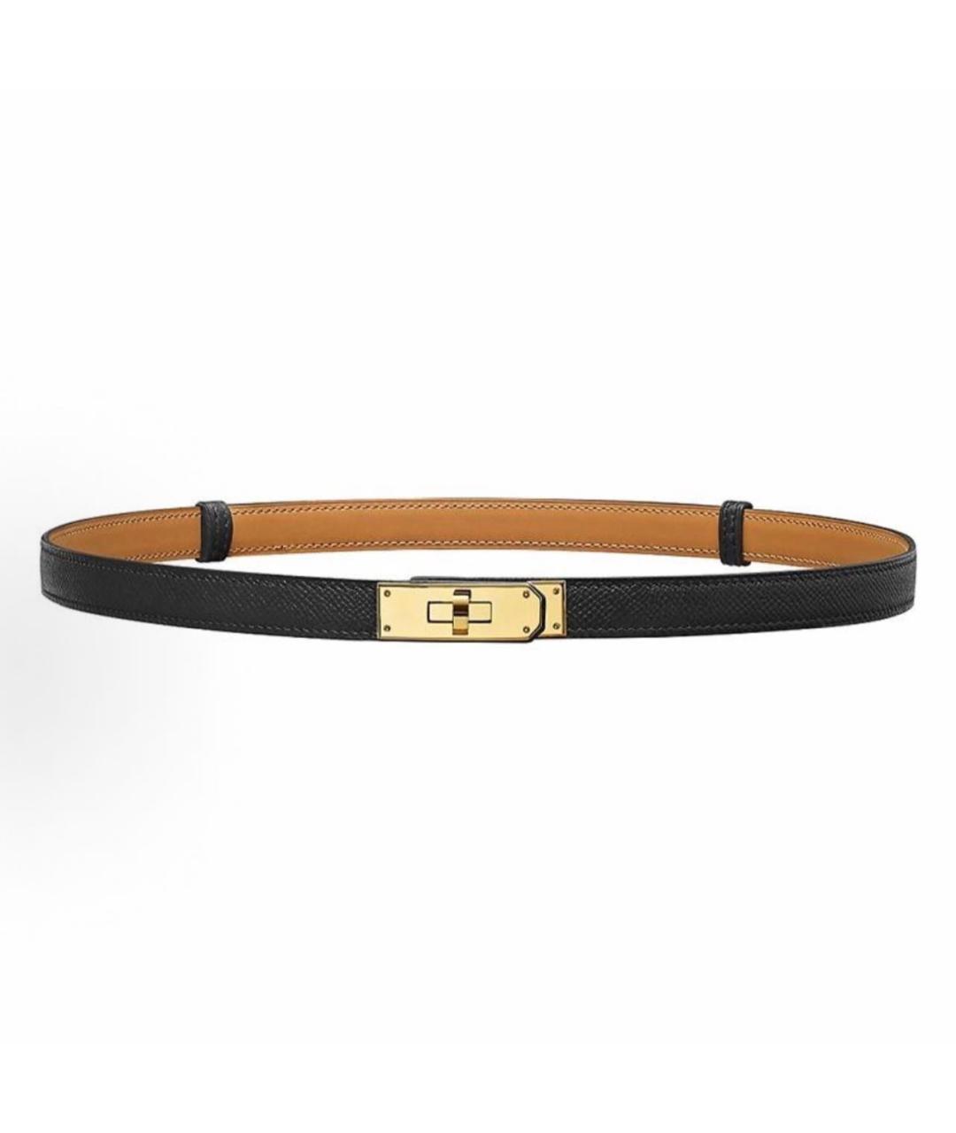 HERMES Черный кожаный ремень, фото 4