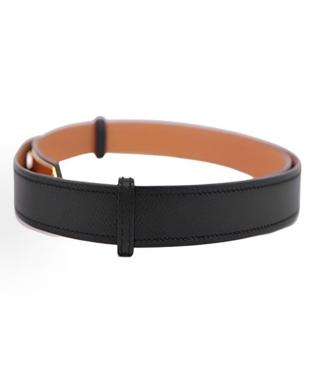 HERMES Черный кожаный ремень, фото 2