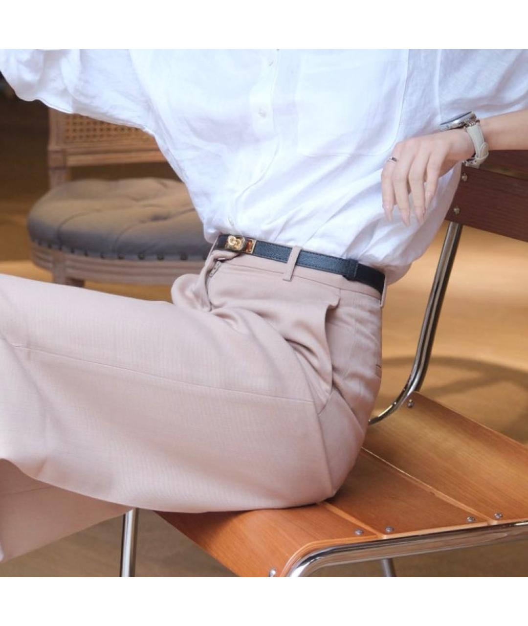 HERMES Черный кожаный ремень, фото 3