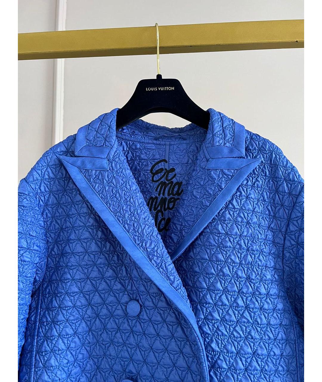 ERMANNO SCERVINO Синее шерстяное пальто, фото 3