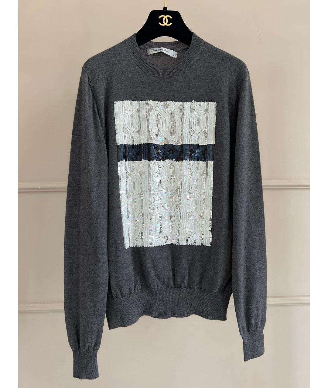 CHRISTIAN DIOR Серый хлопковый джемпер / свитер, фото 6