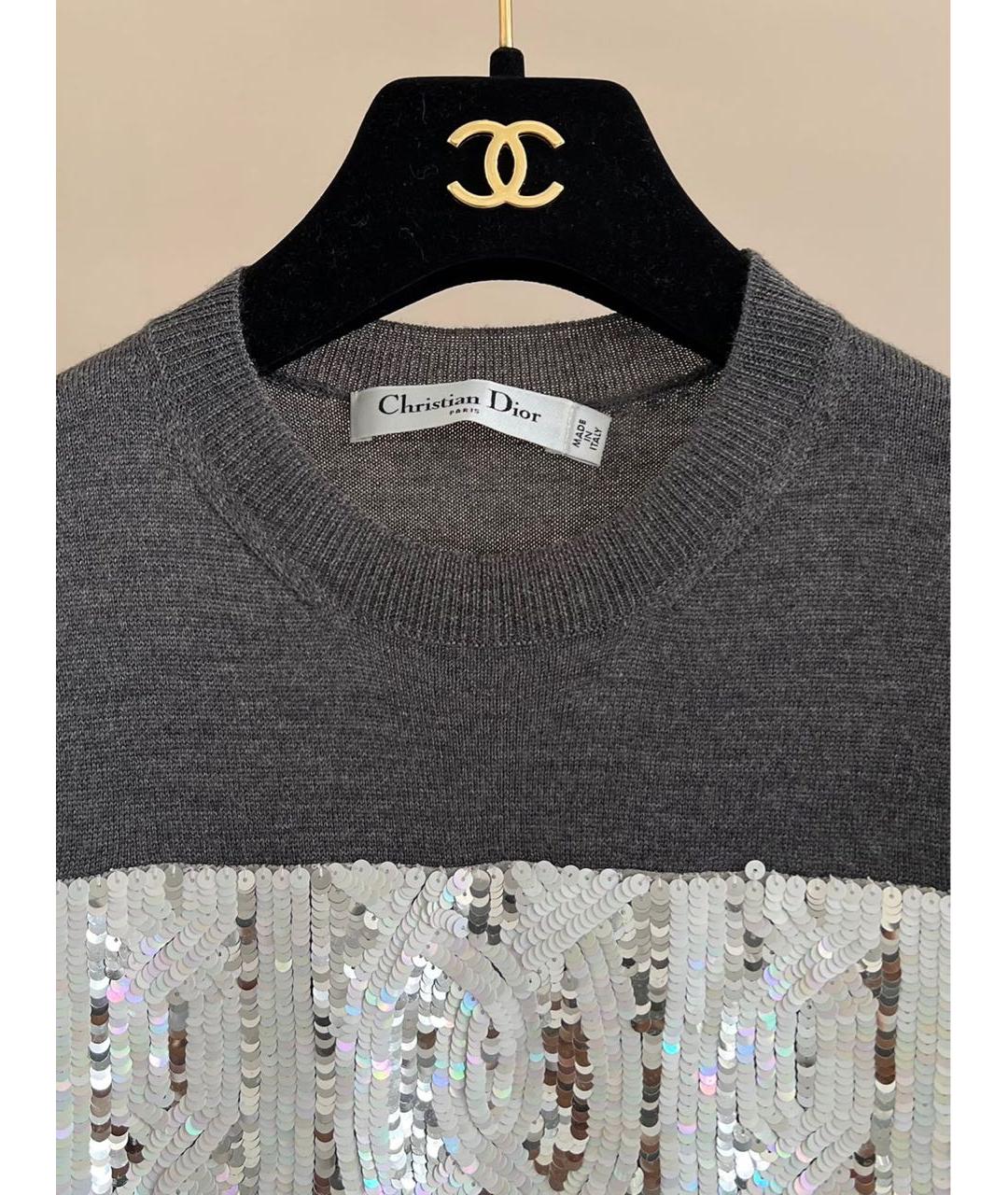 CHRISTIAN DIOR Серый хлопковый джемпер / свитер, фото 2