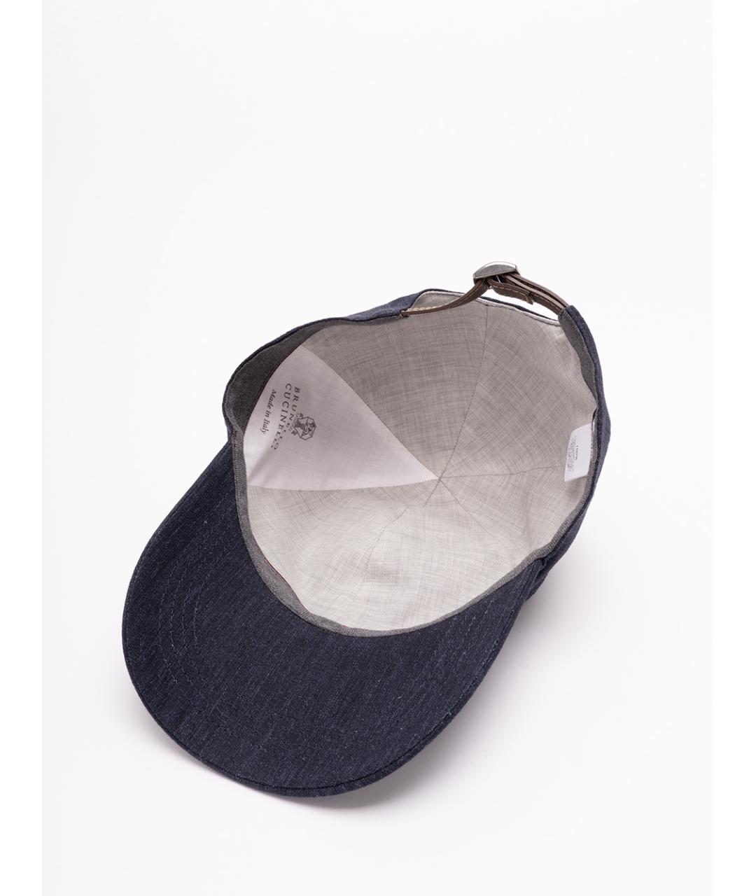 BRUNELLO CUCINELLI Синяя льняная кепка/бейсболка, фото 4