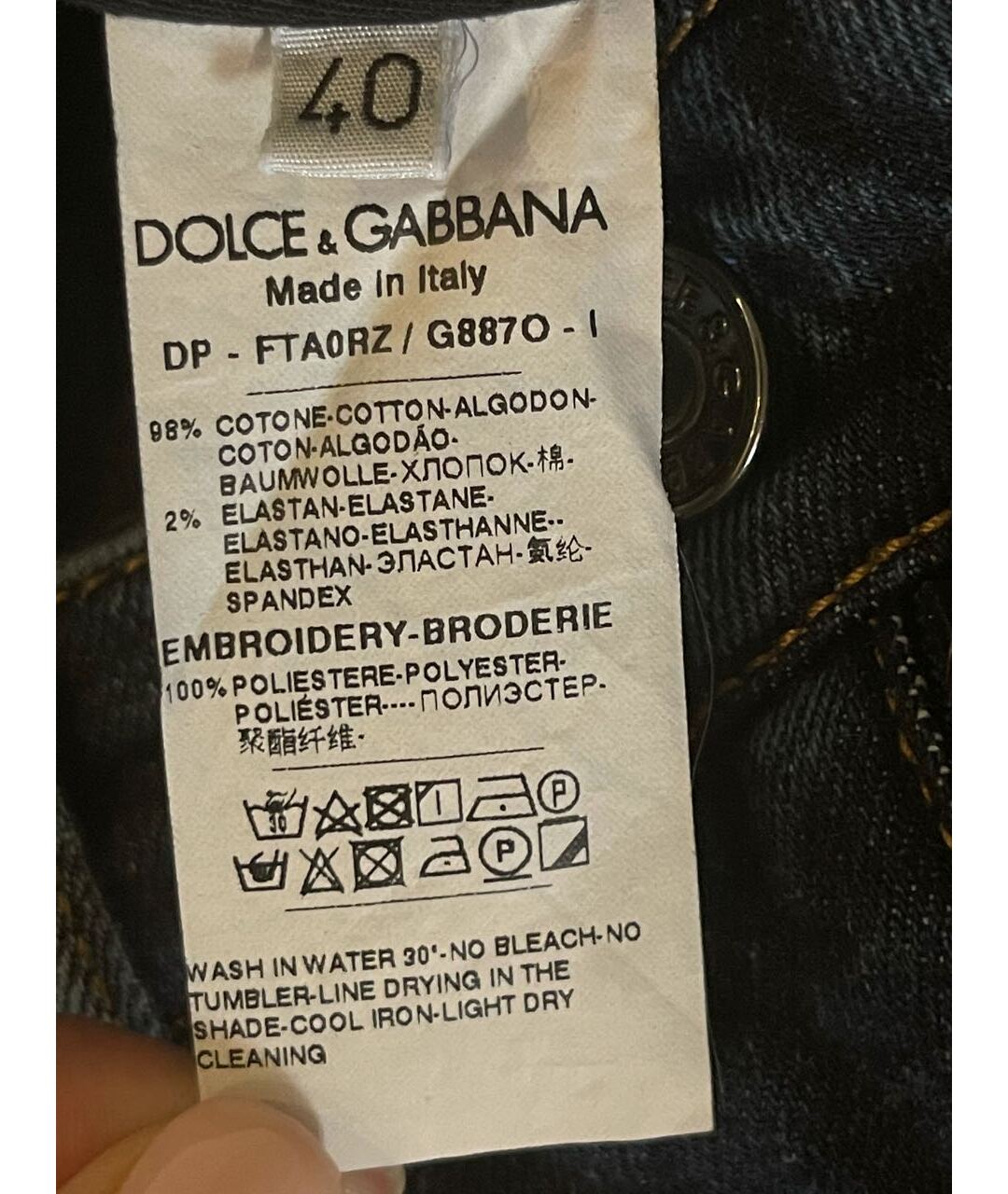 DOLCE&GABBANA Синие хлопко-эластановые джинсы клеш, фото 5