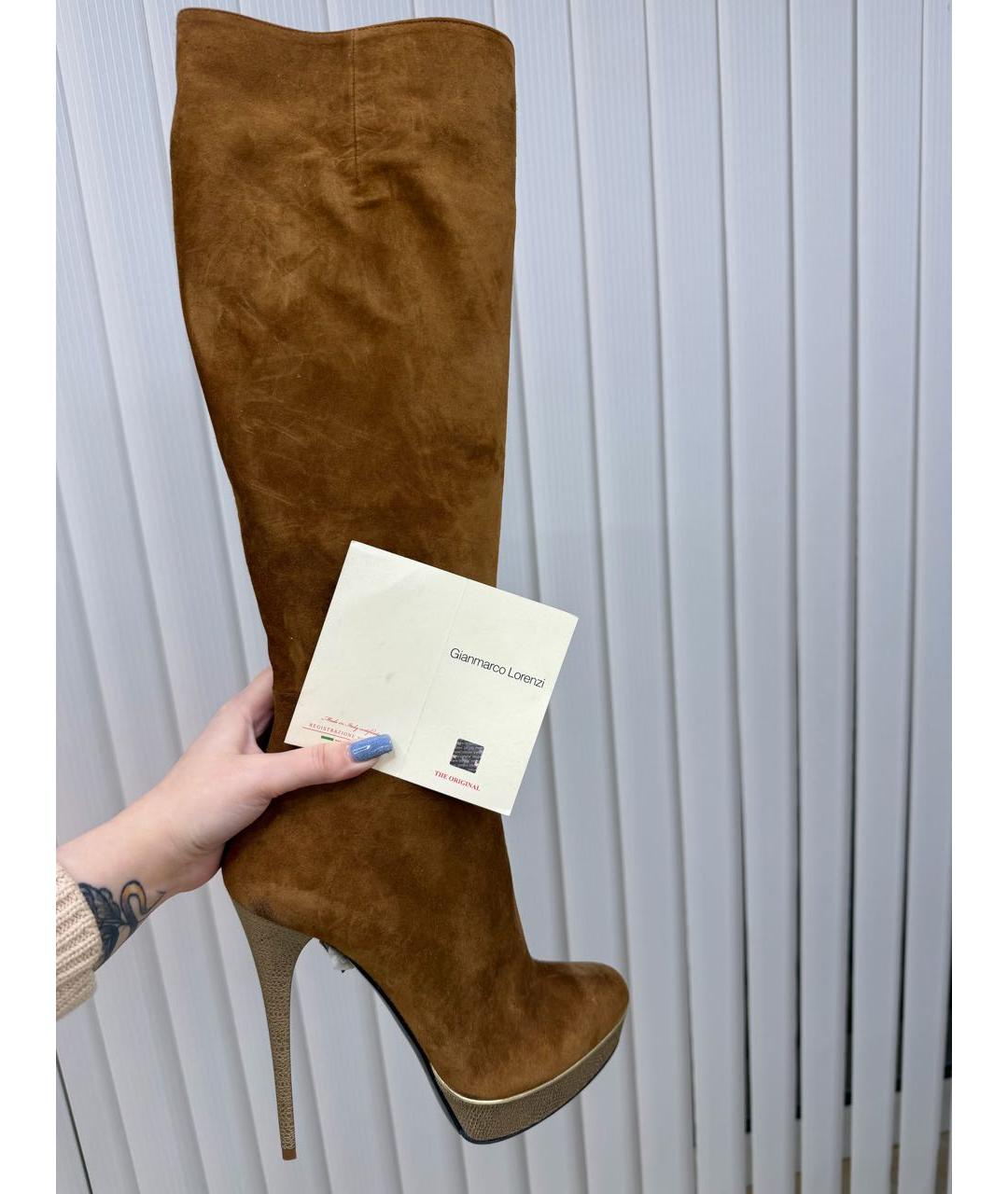 GIAN MARCO LORENZI Коричневые замшевые сапоги, фото 2