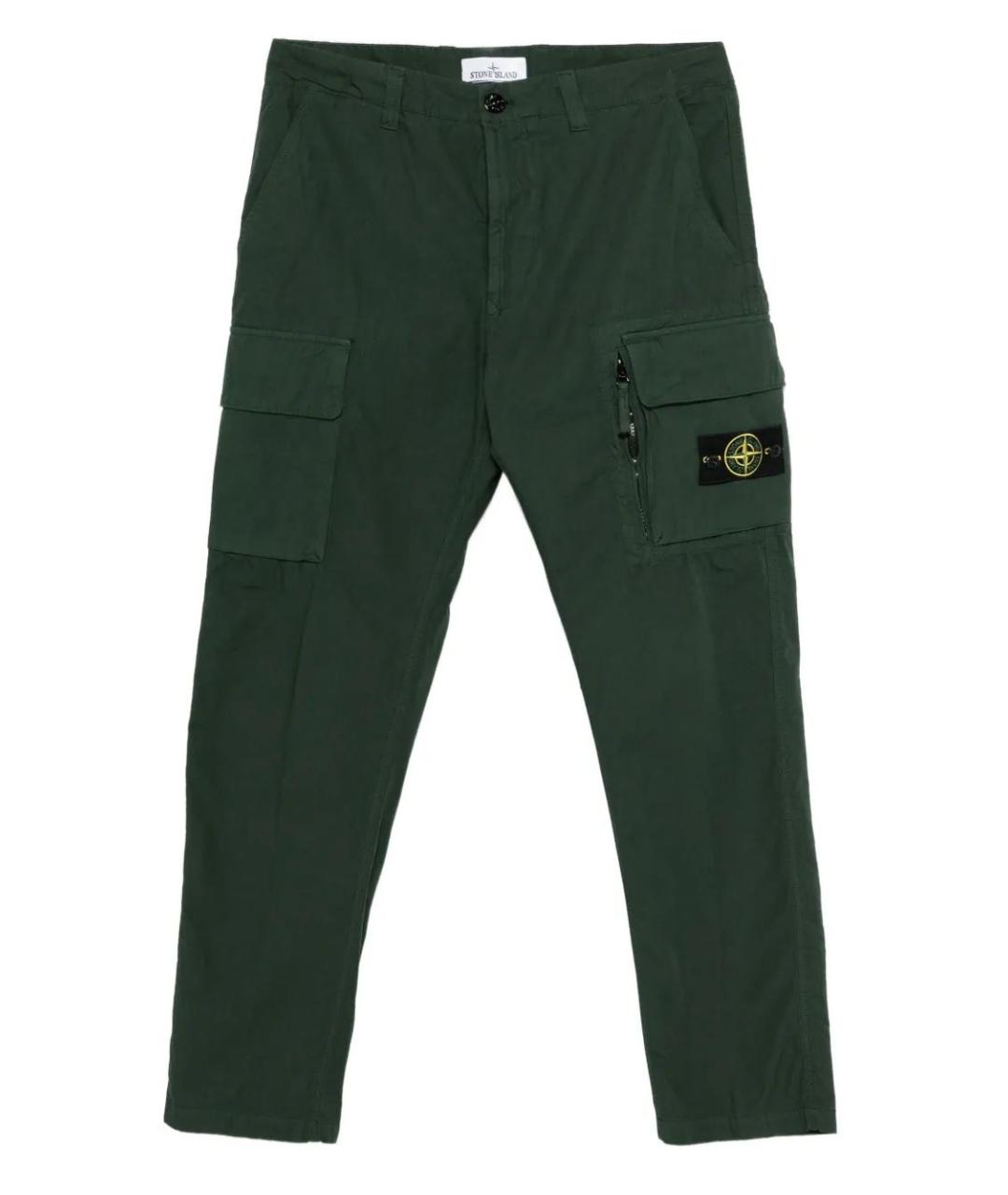 STONE ISLAND Зеленые хлопковые повседневные брюки, фото 1