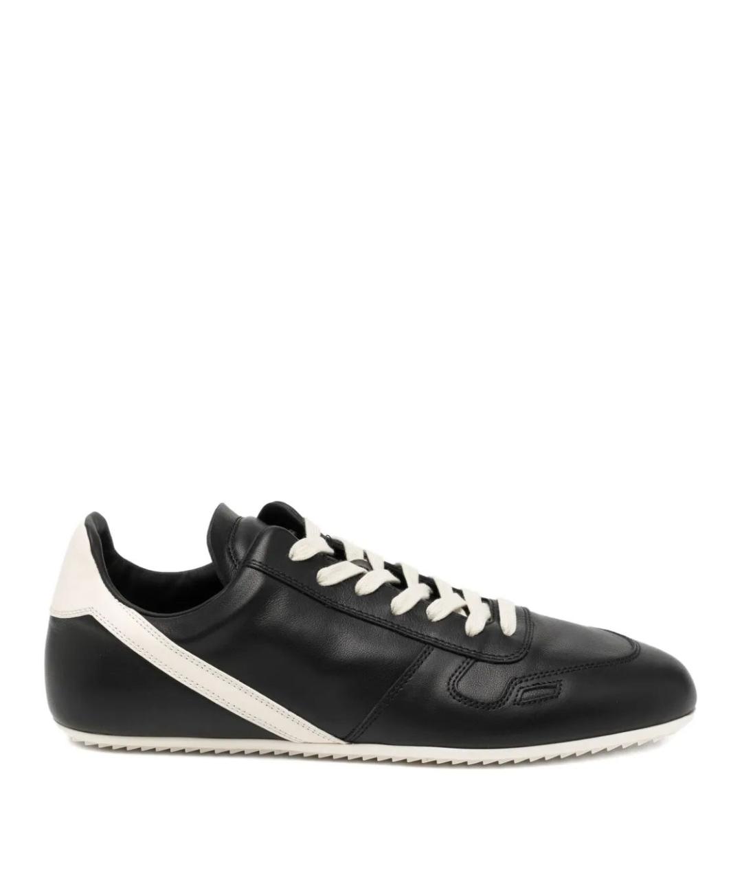 RICK OWENS Черные кожаные низкие кроссовки / кеды, фото 1