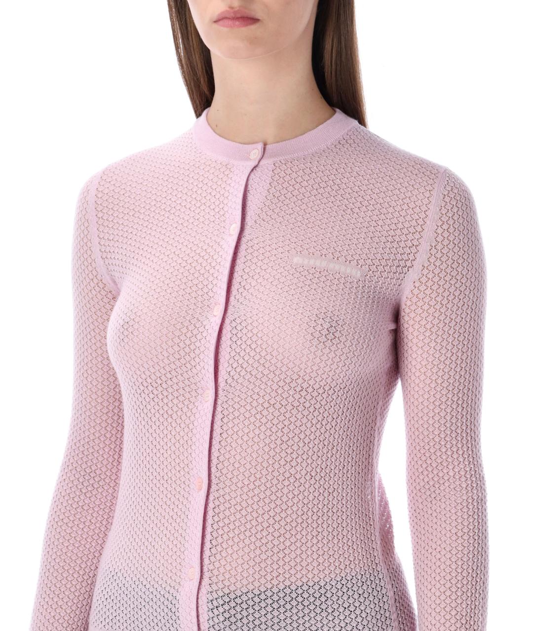 MIU MIU Розовый кашемировый кардиган, фото 4