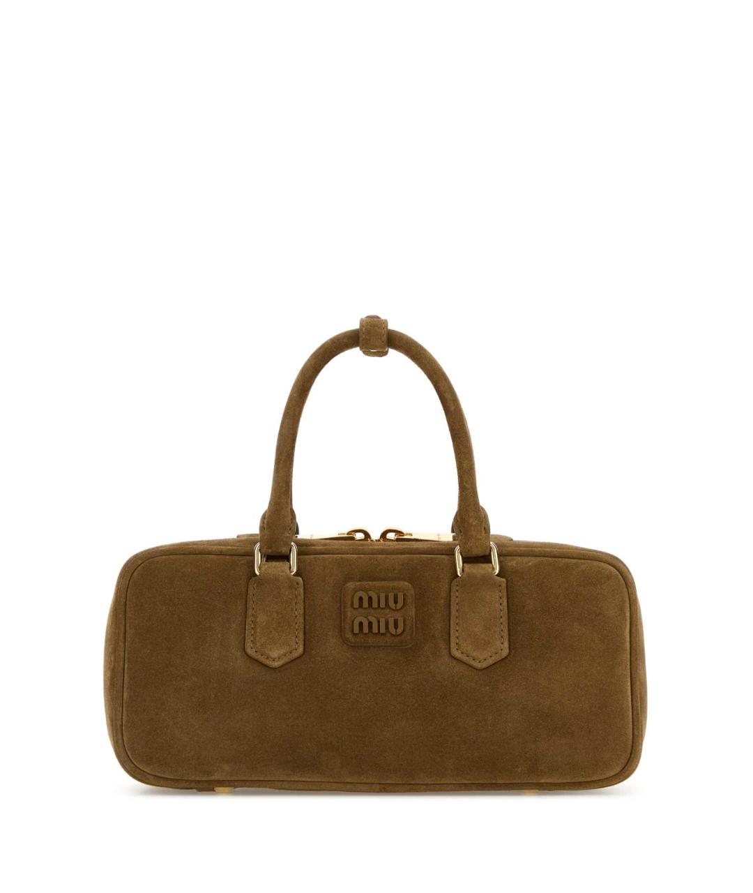 MIU MIU Коричневая замшевая сумка тоут, фото 1
