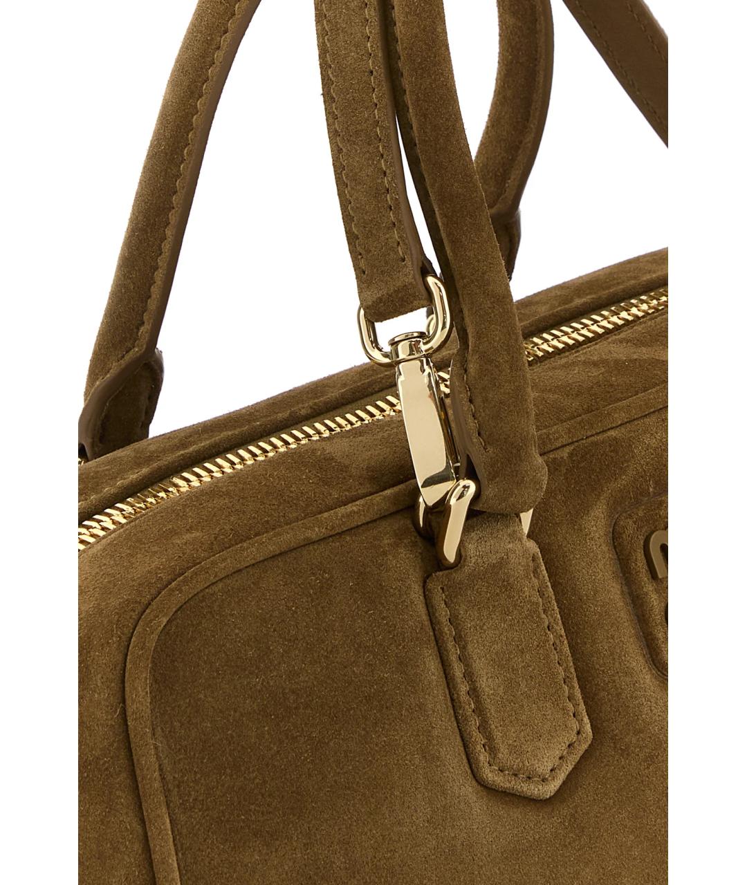 MIU MIU Коричневая замшевая сумка тоут, фото 4