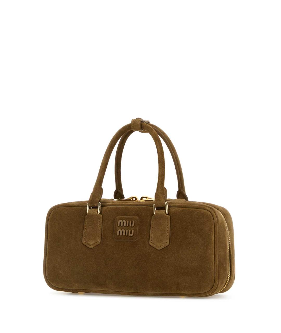 MIU MIU Коричневая замшевая сумка тоут, фото 2