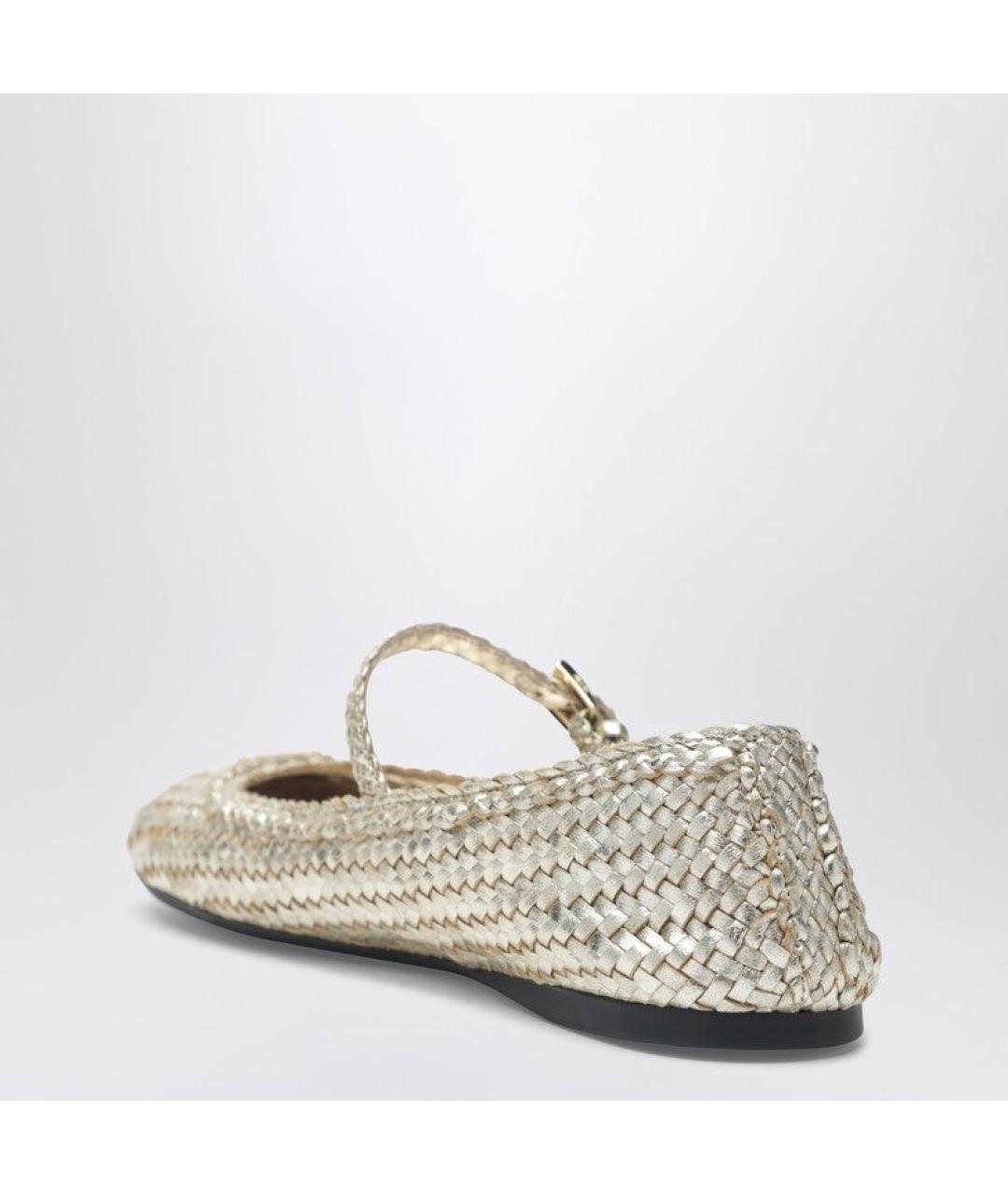 PRADA Золотые кожаные балетки, фото 3