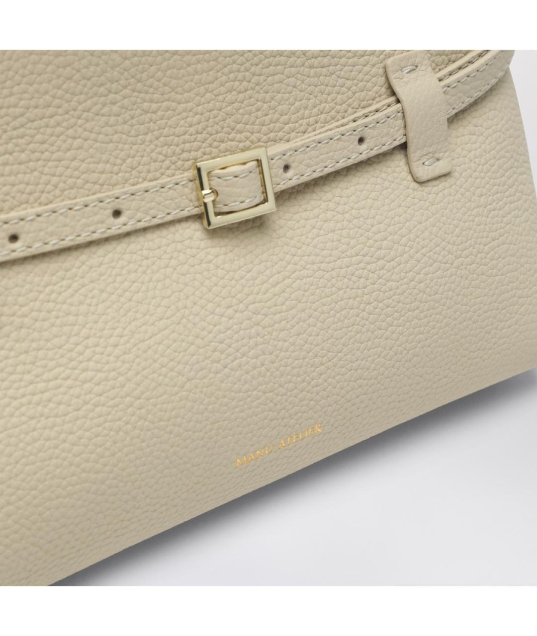 MANU ATELIER Белая кожаная сумка с короткими ручками, фото 4