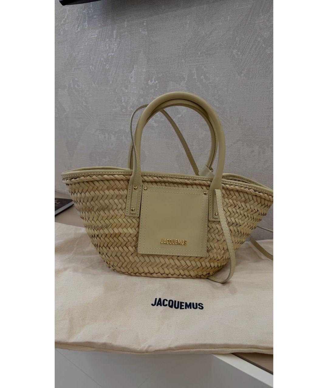 JACQUEMUS Бежевая пелетеная пляжная сумка, фото 9